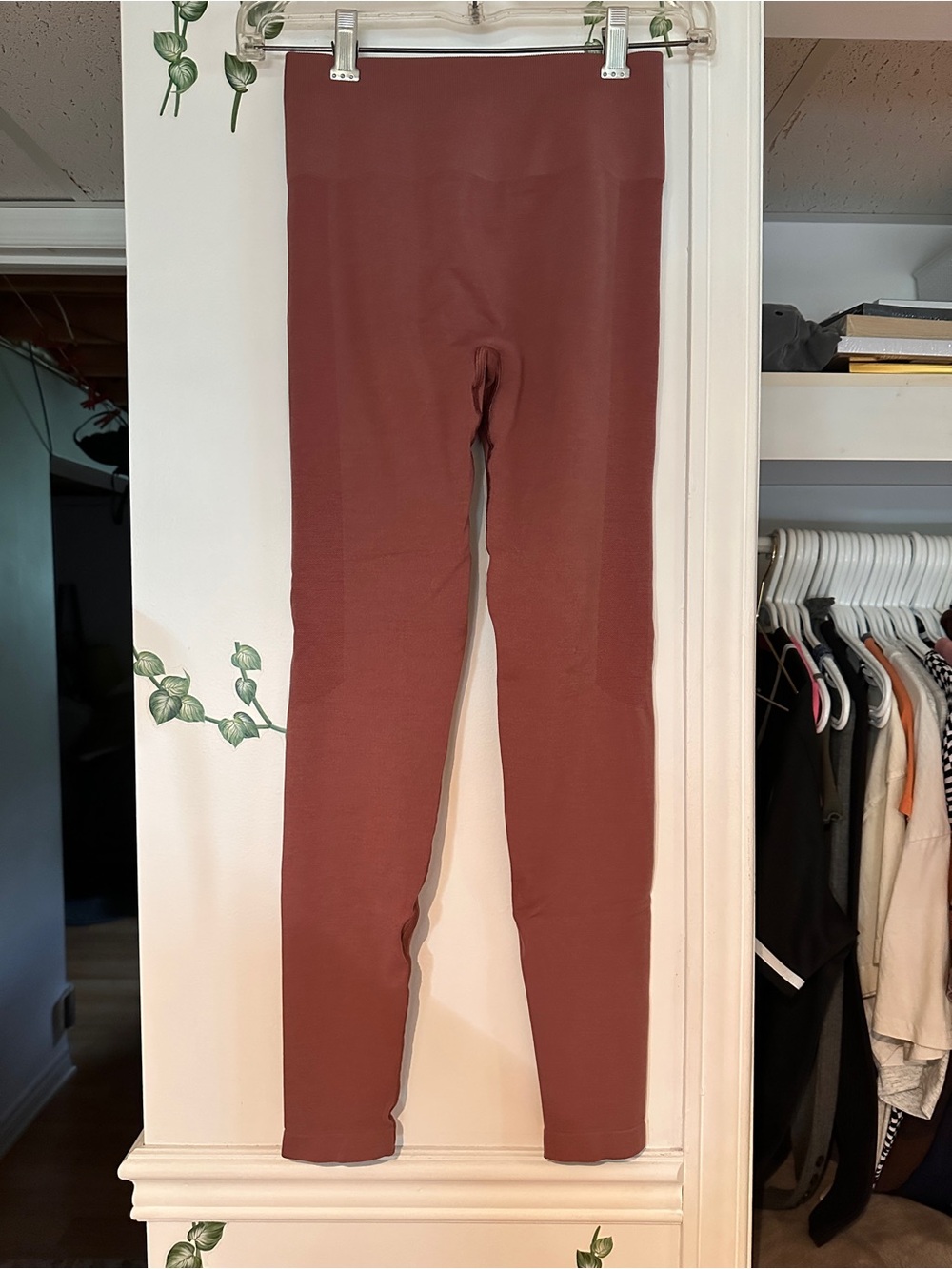 Alphalete Seamless Ribbed Leggings in Rust Pink